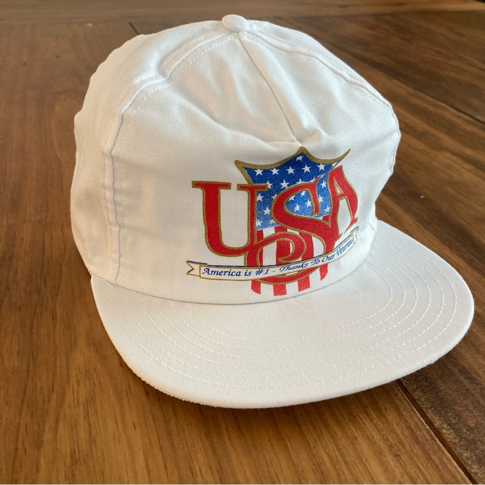 NWT Vintage USA America is #1 Thanks To Our Veterans Snapback Hat
